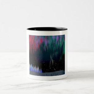 Northern Lights Contemporary Landscape Two-Tone Coffee Mug