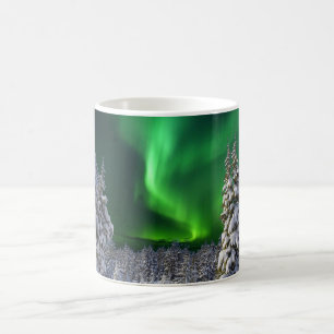 Northern lights during winter coffee mug
