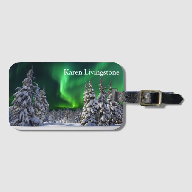 Northern lights during winter   luggage tag (Front Horizontal)