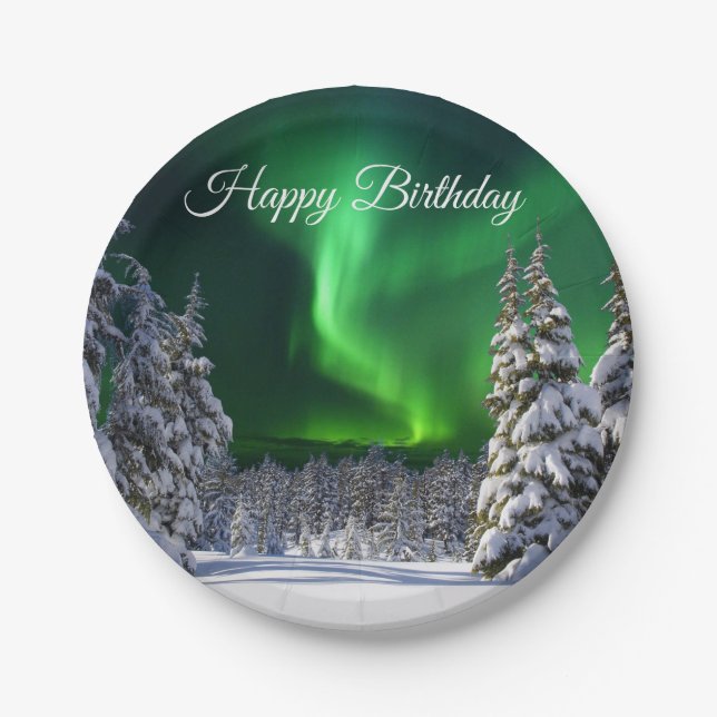 Northern lights during winter paper plate (Front)