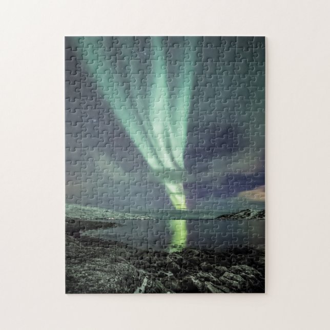 Northern Lights Fjord Norway Jigsaw Puzzle (Vertical)