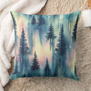 Northern Lights Forest Pattern Cushion