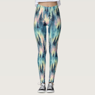 Northern Lights Forest Pattern Leggings
