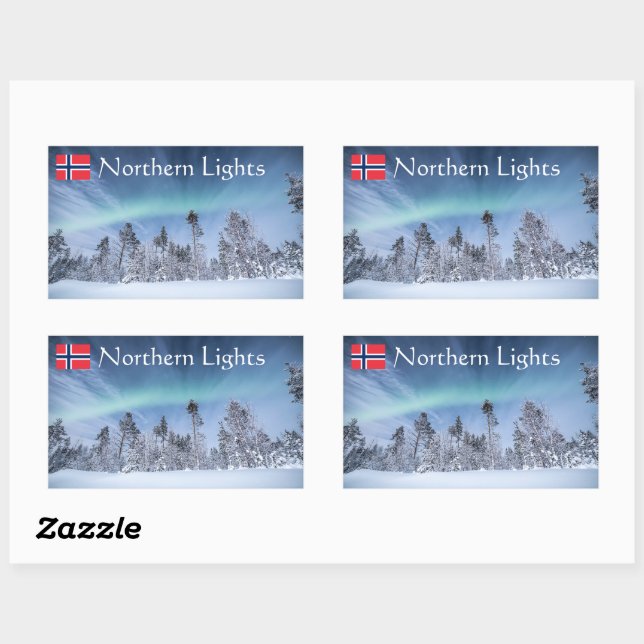 Northern Lights Forest Rectangular Sticker (Sheet)