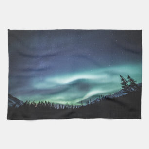 Northern Lights Forest Tea Towel