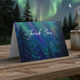 Northern Lights Forrest Magical Moment Wedding  Thank You Card