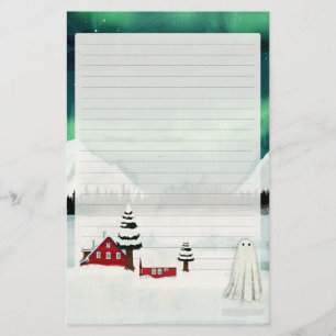 Northern Lights - Ghost Lined Writing Stationery