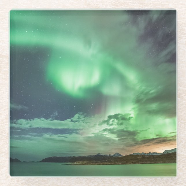 Northern Lights Glass Coaster (Front)