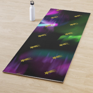 Northern Lights Golden Shooting Stars Sky Wish Yoga Mat