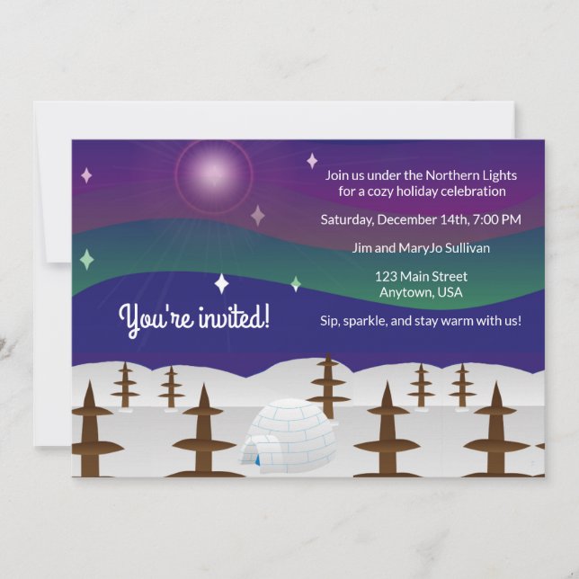 Northern Lights Igloo  Invitation (Front)