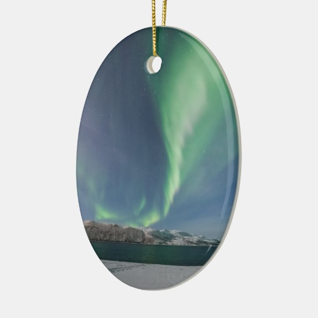 Northern Lights in Norway Ceramic Tree Decoration (Left)