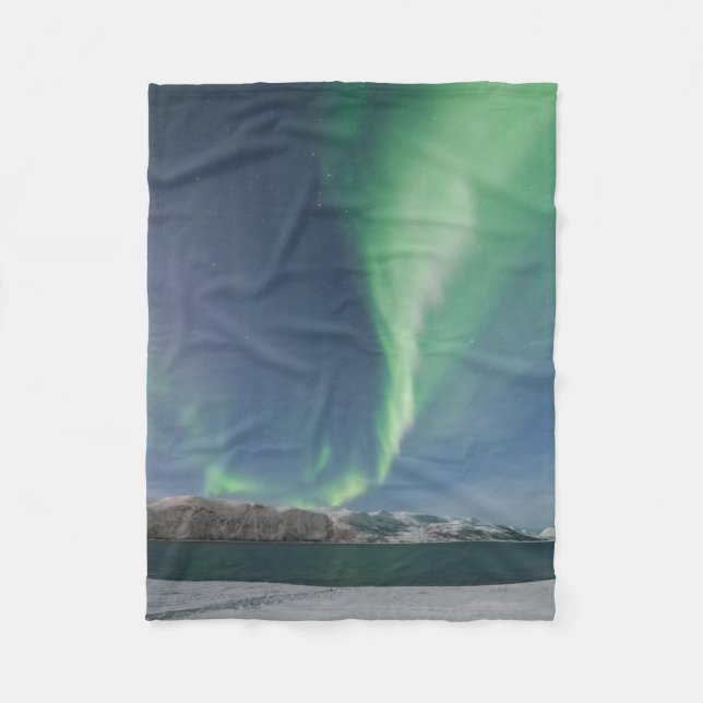 Northern Lights in Norway Fleece Blanket (Front)