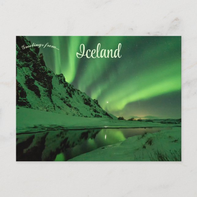 Northern Lights in Thorsmork Iceland Postcard (Front)