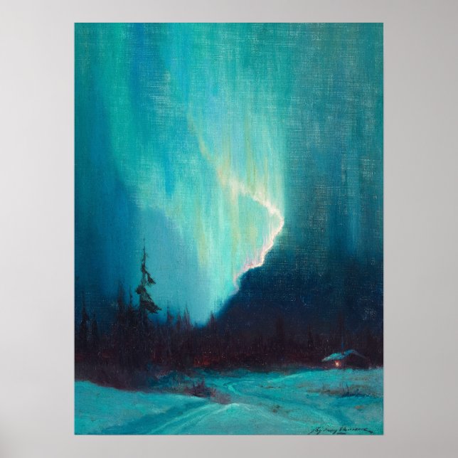 Northern Lights, Juneau, Alaska by Sydney Laurence Poster (Front)