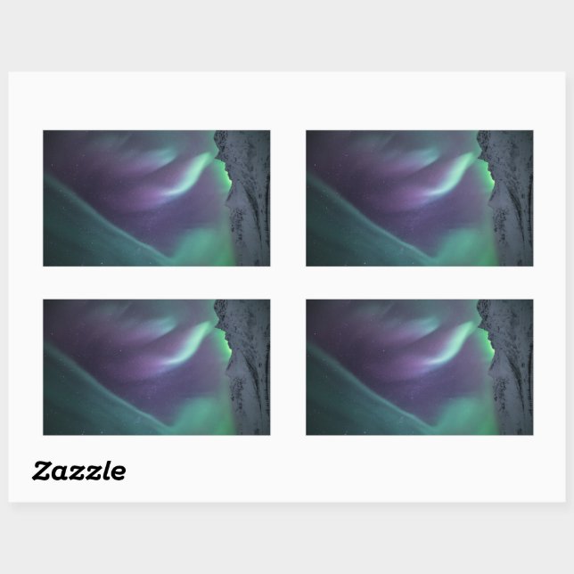 Northern Lights Landscape Photo Rectangular Sticker (Sheet)