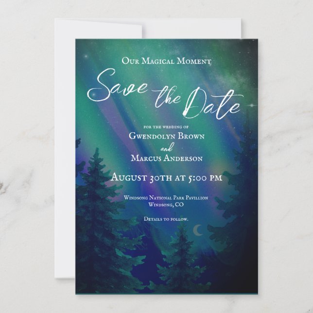 Northern Lights Magical Moment Save the Date (Front)