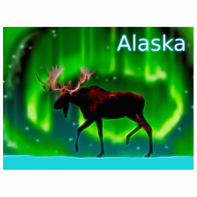Northern Lights Moose - Alaska Photo Sculpture Magnet (Front)