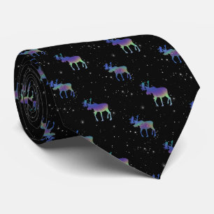 Northern Lights Moose and Stars Tie