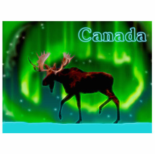 Northern Lights Moose - Canada Photo Sculpture Magnet