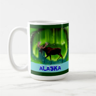 Northern Lights Moose Coffee Mug