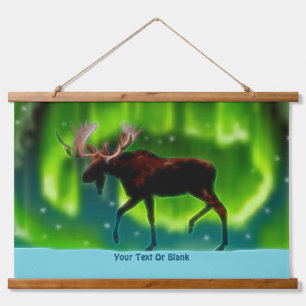 Northern Lights Moose Hanging Tapestry