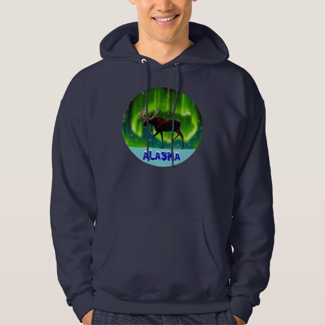Northern Lights Moose Hoodie (Front)