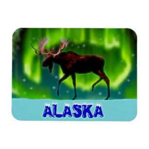 Northern Lights Moose Magnet