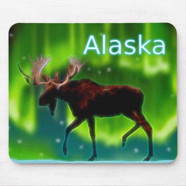 Northern Lights Moose Mouse Mat (Front)