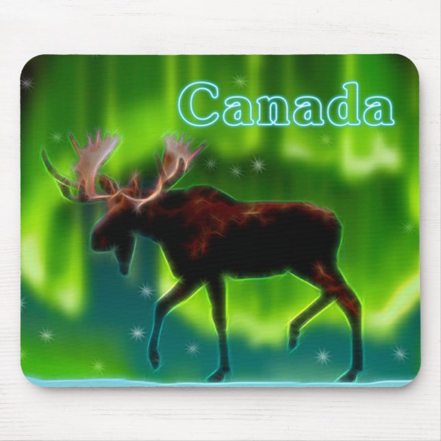 Northern Lights Moose Mouse Mat (Front)