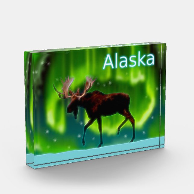 Northern Lights Moose Photo Block (Left)