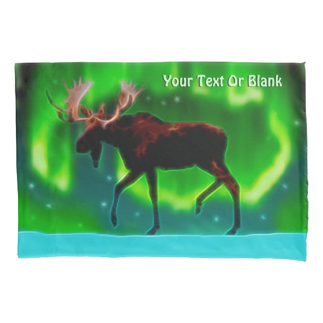 Northern Lights Moose Pillowcase (Front)