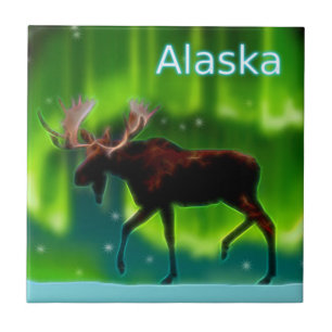 Northern Lights Moose Tile