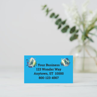 Northern lights multicolor watercolor wolf business card