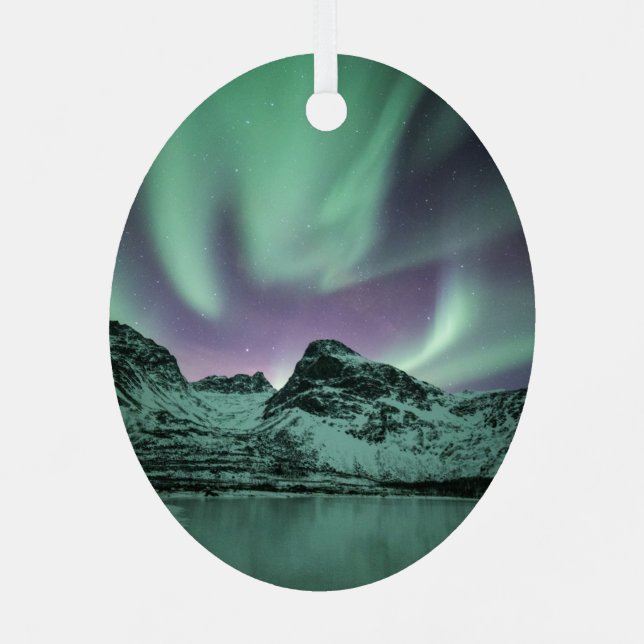 Northern Lights Nature Photo Metal Tree Decoration (Back)