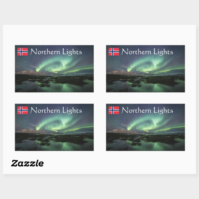 Northern Lights Nature Photo Rectangular Sticker (Sheet)