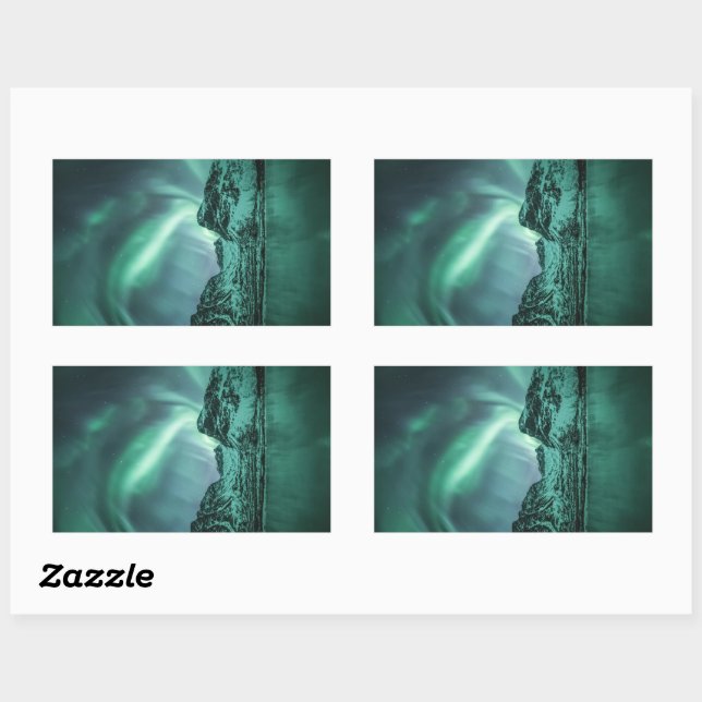 Northern Lights Nature Photo Rectangular Sticker (Sheet)