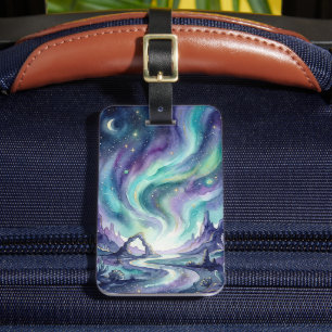 Northern Lights Night Sky Romantic Landscape Luggage Tag