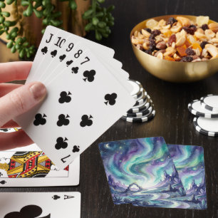 Northern Lights Night Sky Romantic Landscape Playing Cards
