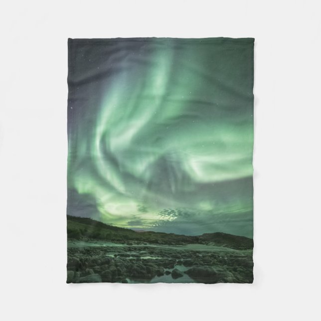 Northern Lights Norway Fleece Blanket (Front)