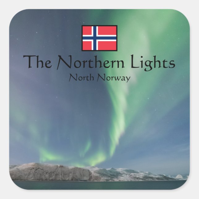 Northern Lights Norway Souvenir Square Sticker (Front)