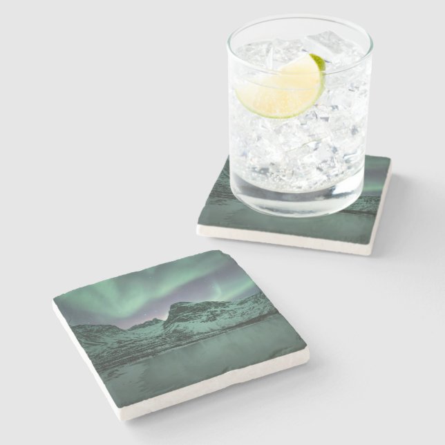 Northern Lights Norway Stone Coaster (Side)