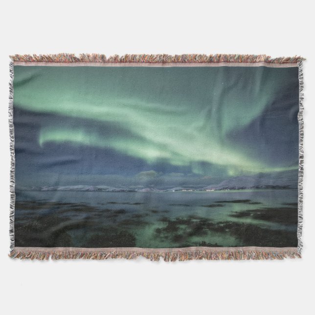 Northern Lights Norway Throw Blanket (Front)