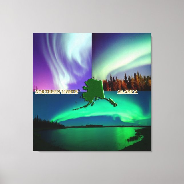 Northern Lights of Alaska Collage Canvas Print (Front)