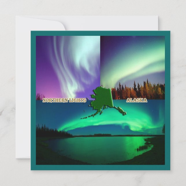 Northern Lights of Alaska Collage Invitation (Front)