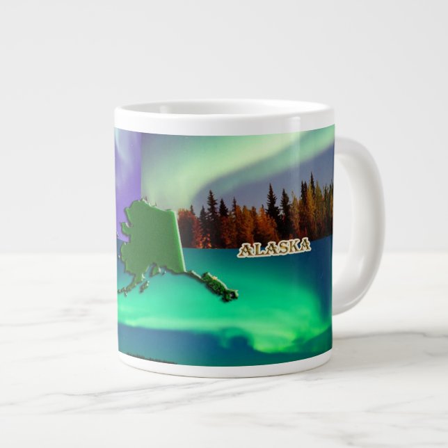 Northern Lights of Alaska Collage Large Coffee Mug (Front Right)