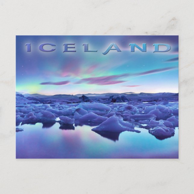 Northern Lights over Jokulsarlon lake, Iceland Postcard (Front)