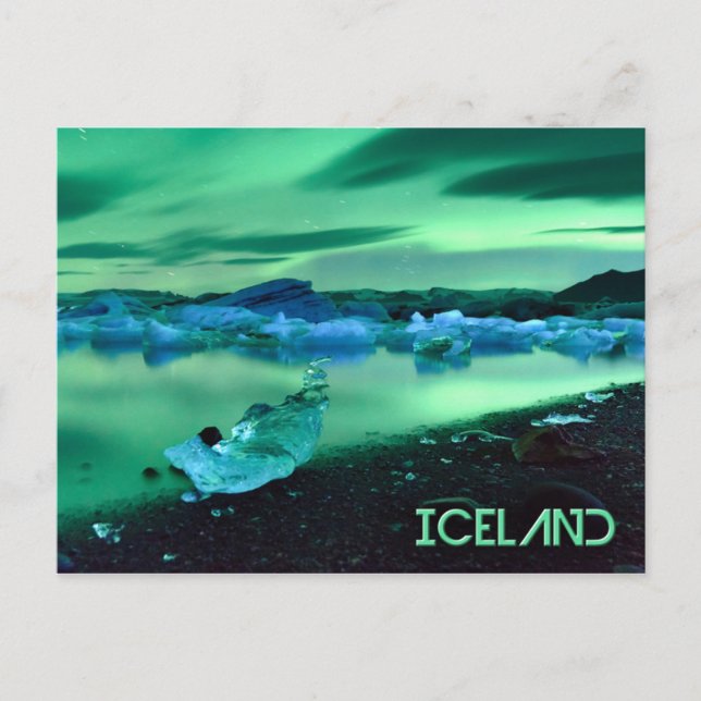 Northern Lights over Jokulsarlon lake, Iceland Postcard (Front)