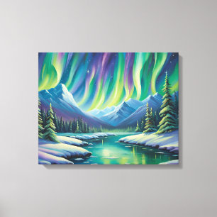 Northern Lights Over The Mountains Canvas Print