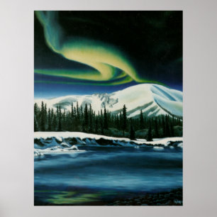 Northern Lights Painting Canada Landscape Poster