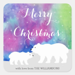 Northern Lights Personalised Holiday Stickers